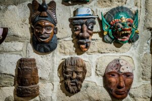 witchcraft 300x200 - masks hanging on wall. Collection of  masks