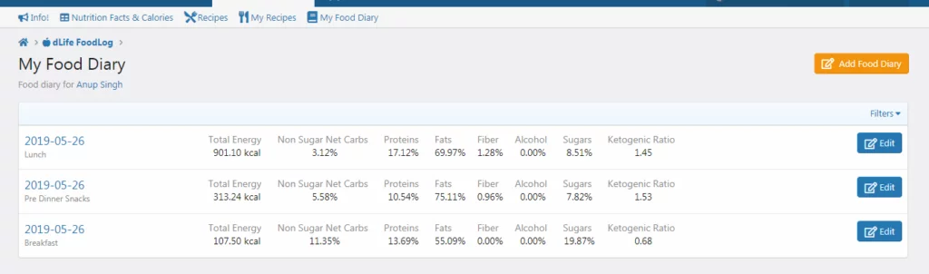 food diary home 1024x302.png - Tracking Macros and Blood Sugar -- dLife DataLog & dLife FoodLog Integration